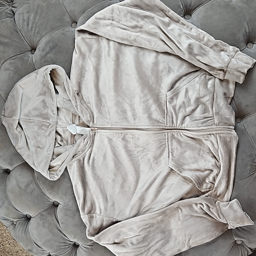H&M Cropped & Hooded Velour Track Jacket